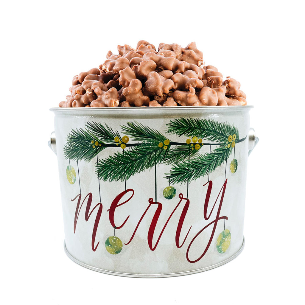 Holiday Chocolate Covered Popcorn Tin