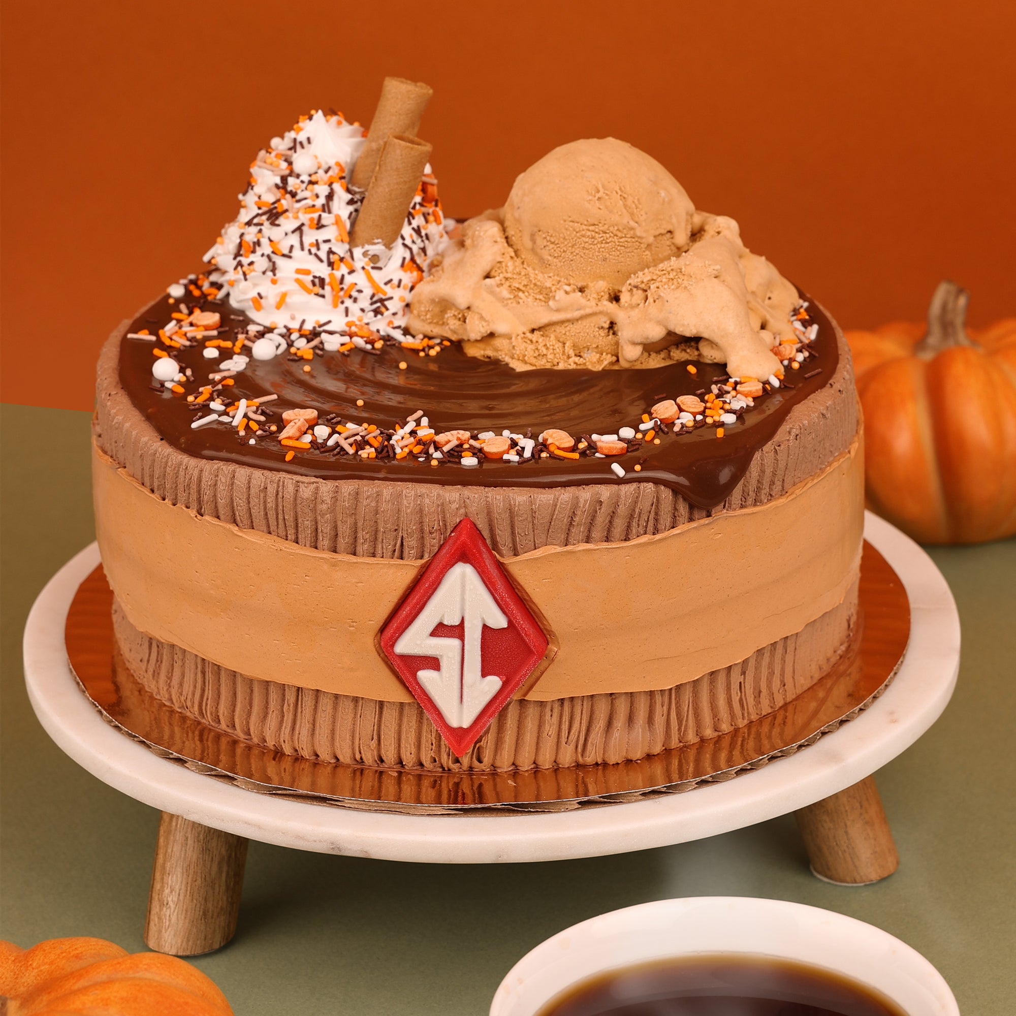 Pumpkin Spice Latte Ice Cream Cake