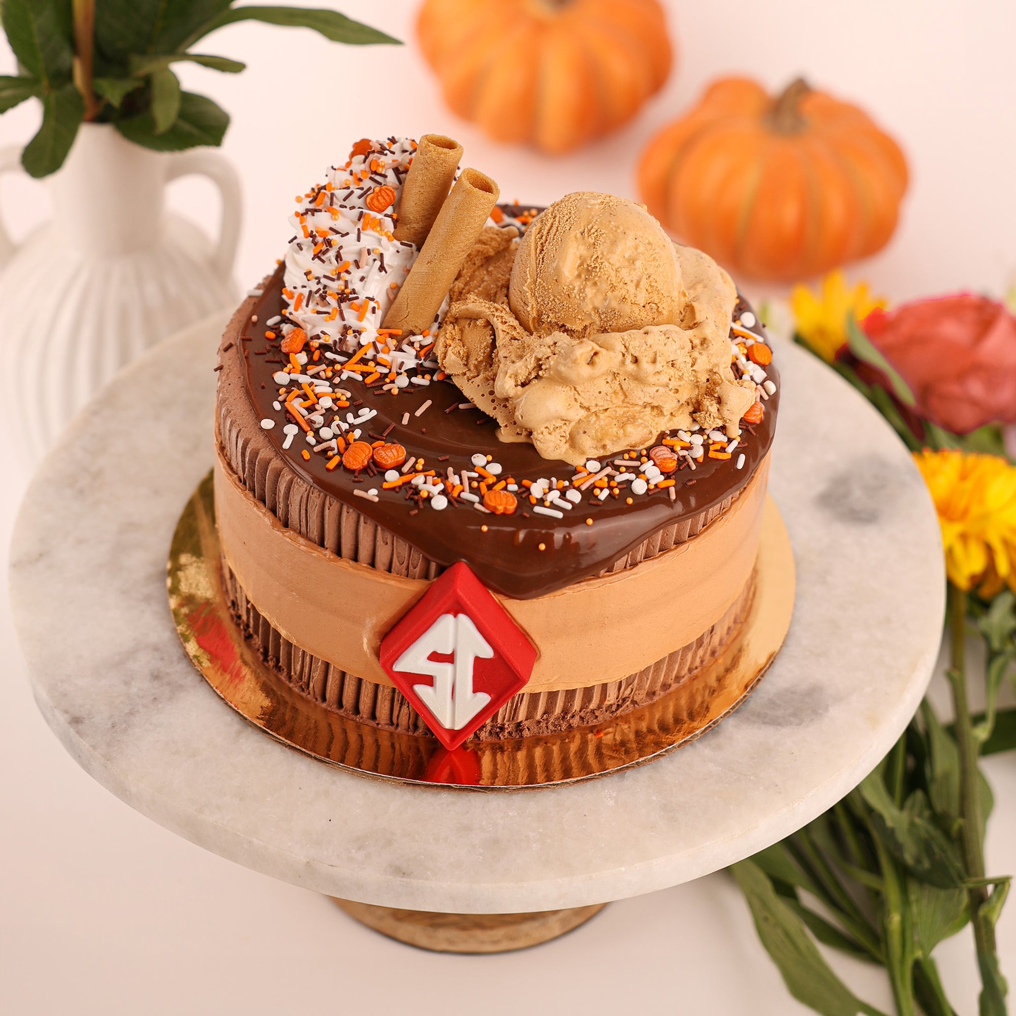 Pumpkin Spice Latte Ice Cream Cake