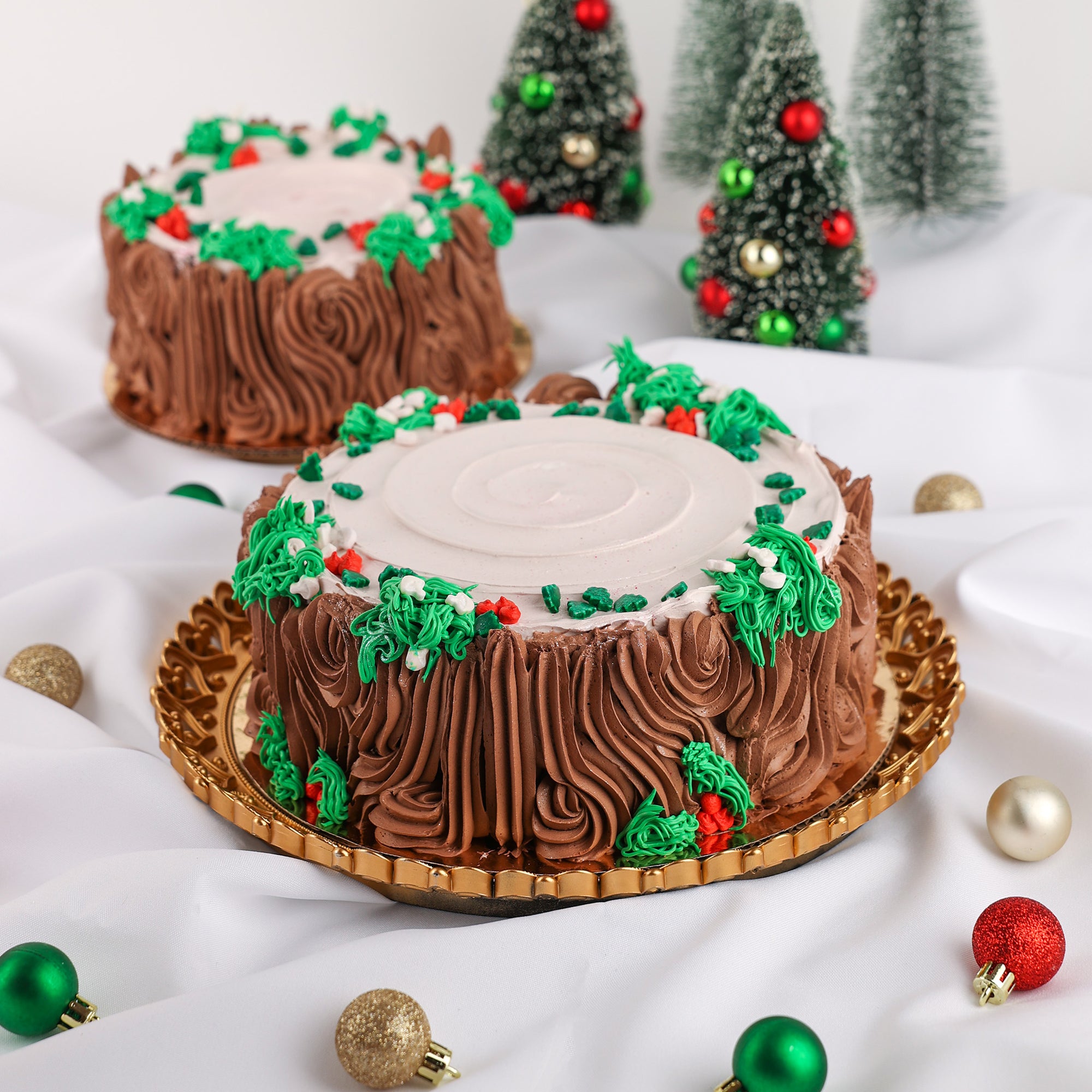 Yule Log Ice Cream Cake