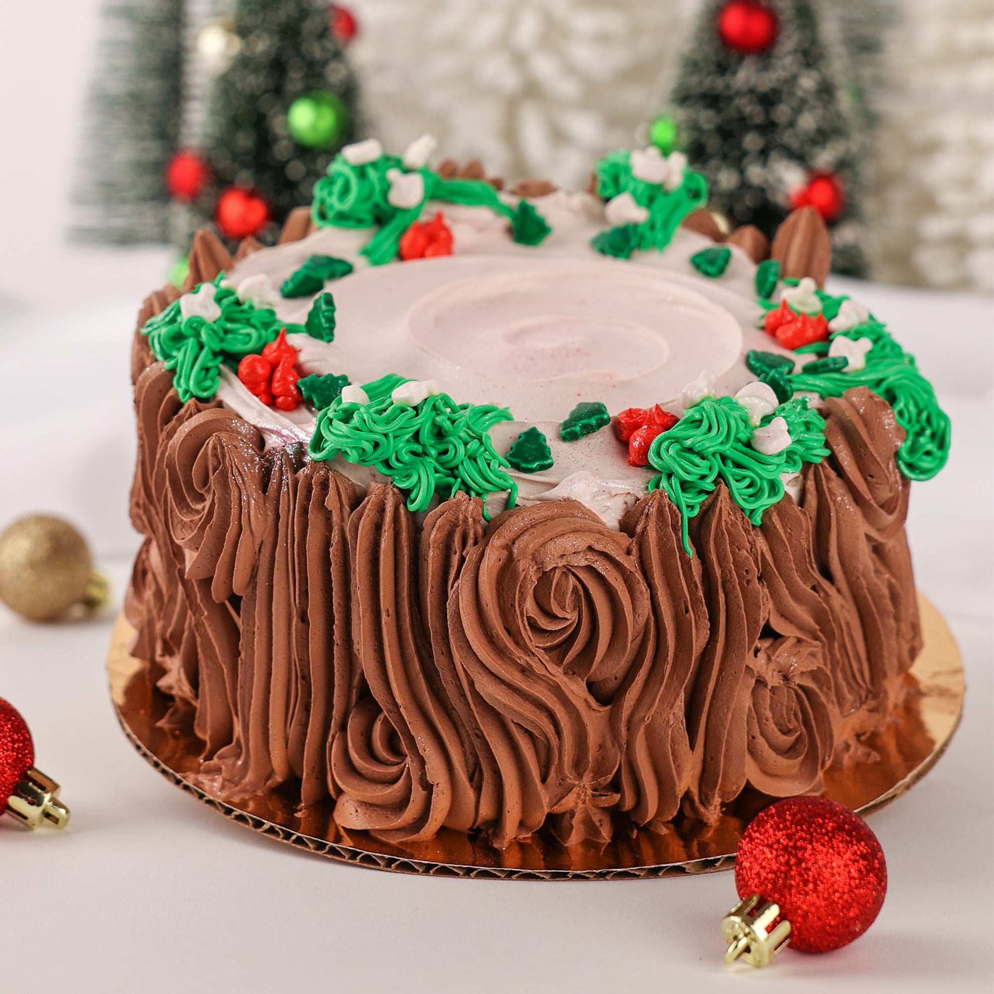 Yule Log Ice Cream Cake